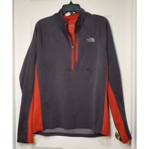 The North Face Men’s FlashDry 1/4 Zip Pullover Size L Gray Orange Athletic Top